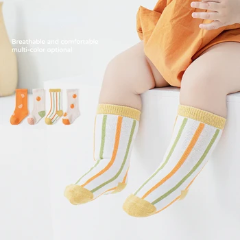 4 Чифта Детски Чорапи За Момчета И Момичета, Среден Чорап До Коляното с Шарени Плодове, Памучни и Удобни Чорапи За Новородено, Аксесоари За Деца