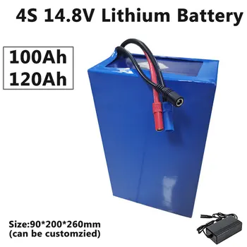 Литиева батерия GTK 4S 14,8 В литиево-йонна батерия 100Ah 120Ah с BMS, за да мотори, скутери + зарядно устройство 10А