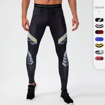 Печатни панталони за мъже компресия бягане гамаши, фитнес зала носенето на мъжки спортни панталони плътен активна сексуална рашгард