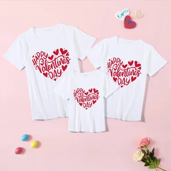 Риза за Свети Валентин за семейството, еднакви Тениски за майка и дъщеря, хубава Тениска за Свети Валентин за Момчета и Момичета, Тениска на 