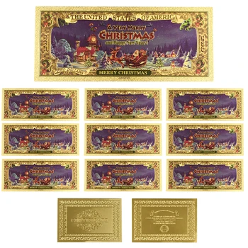 2 Долара Златна Банкнота Хартиени Пари Валутата на съединените щати, Фалшиви Парични Банкноти Начало Декор за Коледни Подаръци-10 бр./лот