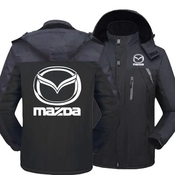 НОВА Зимна Мъжки Ветровка С Логото на Mazda, Плюс Кадифе Дебели Топли Ветроупорен Кожени Палта, Мъжки Якета-Анораки С Качулка