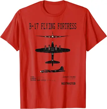 B-17 Бомбардировач WW2 Военен Самолет и Реколта Тениска със Самолета, Къси Ежедневни Ризи от 100% Памук