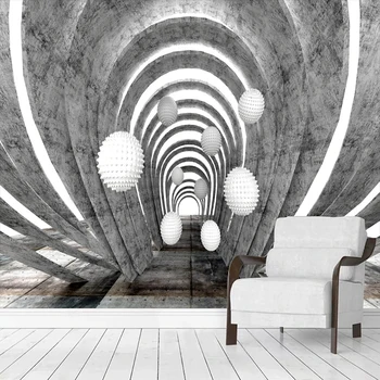 Потребителски 3D Стенописи Тапети Творчески Бялата Топка Пространство Циментова Стена Снимка Стенни Плат Офис Кафе на Фона на Декор Papel De Parede