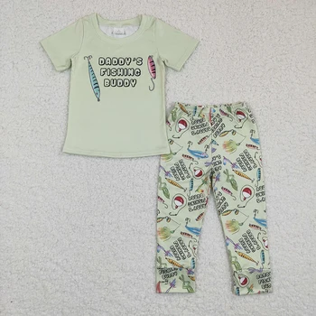Пижами за Малки Момчета татко Fishing Buddy, Детска Тениска с Къс Ръкав, Комплект Дрехи За Деца, Детски Панталони, Есен Нова Пижама