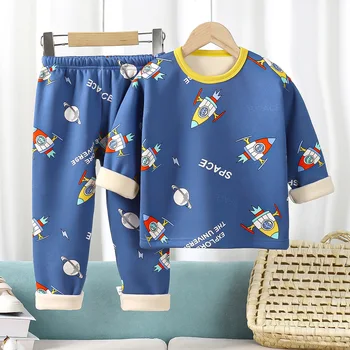 Детски комплект термобелья за Момчета и Момичета, плюшен утепленная Есен облекло и Панталони за домашна детска Пижама