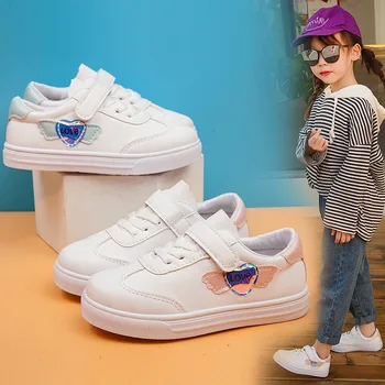 Бели обувки За момичета и момчета, Модни Детски Маратонки От Изкуствена кожа с мека, противоплъзгаща подметка За Деца, Размерът на 25-36
