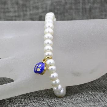 Етнически стил натурален 7-8 мм бели перли abacus мъниста strand гривни за жени перегородчатые подложки елегантни бижута 7,5 см B3085