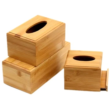 Бамбук Кутия за Салфетки със Свалящ се Капак, Настолен Органайзер Кутия За Съхранение в Стаята и Кутия За Салфетки за Организиране на Ретро Диспенсер за хартиени Кърпички