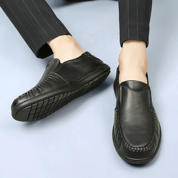 de for удобни ежедневни дишаща мъжки обувки zapatos разпродажба cuero para на равна подметка hombre кожена модни мъжки обувки masculino нова черна гореща