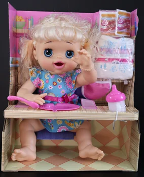 [Ново] от 40 см, се Хранят новороденото бебе кукла Наистина Може да Яде храна и да Пие мляко и да пиша Какашки говори говорим 30 + Фрази Подмладена Детски Кукли подарък