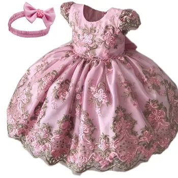 сладък лък, Дрехи за малките Момичета на 1 година, Празнична Рокля-пакет За Момичета, Облекло за бебета на 1 Рожден ден, дантелено рокля на кръщенета за малки Момичета