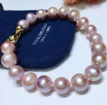 лилаво 8-9 мм природа Сладководни перли гривна Бижута