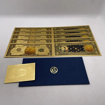 Златна Банкнота Litecoin Физическа Айде LTC Крипто Биткойн Eth Монета Дожа Shiba се събират златни карти Цифрови подаръци