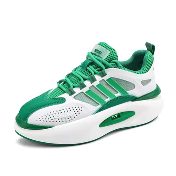 Нова лятна мъжки обувки, модни мъжки градинска обувки за бягане с дишаща мрежа, ежедневни мъжки спортни обувки в дебела подметка от цветен блок
