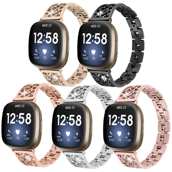 Diamond каишка От Неръждаема Стомана За смарт часа Fitbit Versa 3 versa 4, женски гривна, ремък, каишка за часовник fitbit sense sense 2