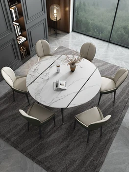 Модерен и луксозен, маса за хранене със защита от надраскване, битови компактен прости маса в скандинавски стил, мрамор, маса за хранене и стол com