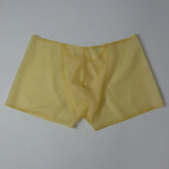 Секси мъжки прозрачни латексови панталони, гумени бельо, слипове с гульфиком и отвор за пениса, латексови панталони, панталони
