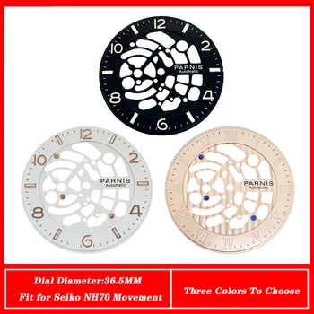 36,5 мм Детайли За Часовник Бял Циферблат Светещи Три Вида Цветове са Подходящи За Япония Seiko NH70 Механизъм за Мъжки Часовници и Аксесоари За Лице
