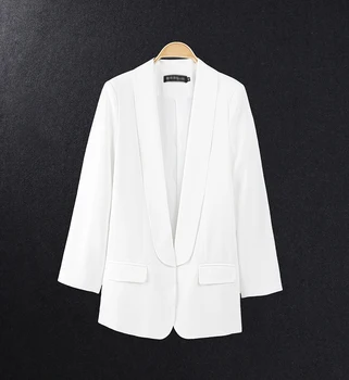 Високо качество на 2018 нова мода бяло, зелено яка свободни свободни ключалката с дълъг ръкав случайни темперамент крайградски женски blazer jacket