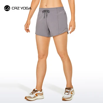 Дамски бързо съхнещи леки еластични спортни къси панталони за йога CRZ YOGA с джобове с цип - 4 инча
