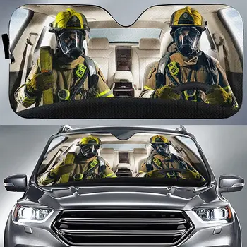 Пожарникар Авто сенника на Предното стъкло на колата, 3D Пожарникар козирка, Пожарникар Винил козирка, Подарък за пожарникар, Авто Wi
