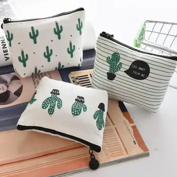 Мексиканска Парти Подарък Платно Портмонето Кактус Печат Чанта с цип джоб за деца карикатура в чантата си чанта бонбони, бял зелен