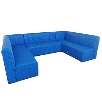 домашни мебели за бар настроила луксозна USB-кабел за зареждане за клуба, синя кожена U-образен диван за кафе-клуб