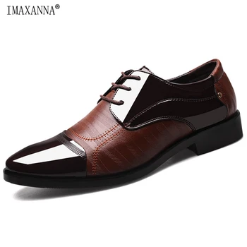 IMAXANNA/ Новост 2022 г.; мъжки официалната Сватбена ежедневни обувки в бизнес стил; Удобни мъжки кожени обувки джоб с остри пръсти № 48