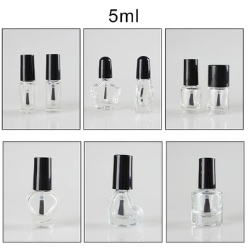 Нов Стил 100шт 5 мл лак за нокти формата на бутилката стъклен контейнер за гел за нокти с черен капак и четка