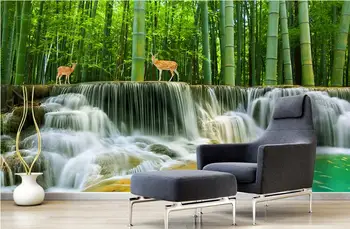 3D тапети за деца на стената на бамбукови гори водата Дневна спалня Фон на стената снимка на тапети 3d