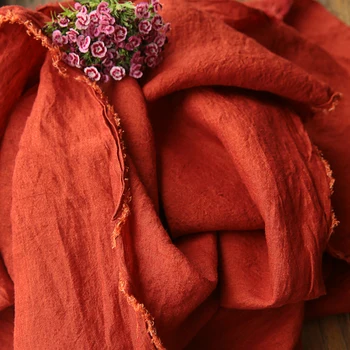 Висококачествено бельо плат Оранжево-червен цвят, рокля ръчна изработка, мозайка robe