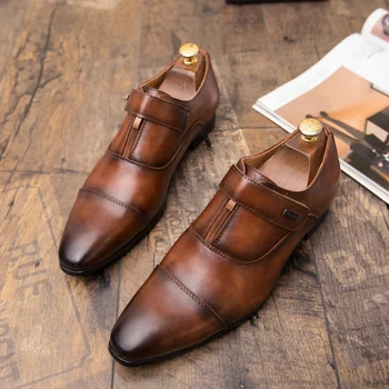 Мъжки Ежедневни обувки От Естествена Кожа, Мъжки Официалната Мода Удобен социално Дизайнерски Водоустойчив Ежедневни Кожени обувки