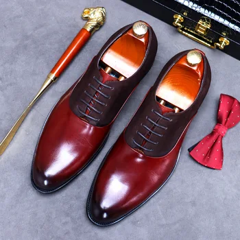 Нов сезон; мъжки обувки от велур и кожа; обувки за Сватба, ръчно изработени; Ретро италиански Дизайн; мъжки модел обувки от естествена кожа Юнеца