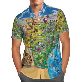 World Travel 3D Плажната Хавайски Лятна риза с аниме 2022, Риза с Къс Ръкав, Градинска Дрехи, Оверсайз, 5XL, Camisa, Социална Ризата Homme-3