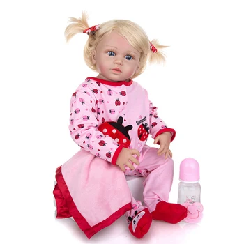 Bebe Reborn 23 инча Изцяло Силиконова Кукла Reborn Кукла Baby Ръчно изработени Реалистична Играчка LovelyGirl Коледен Подарък Преди Лягане Партньор на Директна Доставка