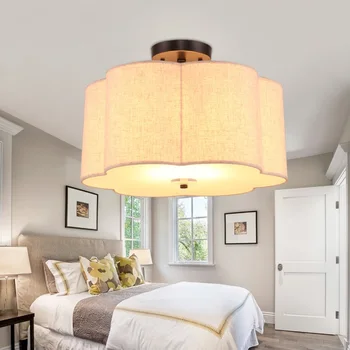 Американски стил текстилен тавана лампа прост европейския модерна трапезария, спалня цвете вида плафониери ZA621 ZL212