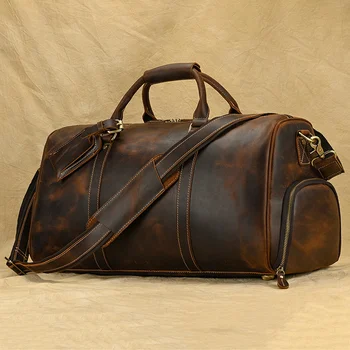 Реколта Кожена Пътна Чанта Мъжки Голямата Голям пътна ръчния багаж за мъже weekendd мъкна bage семейна чанта luuage чанта за обувки