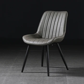 Кожени Кресла За релакс и Модерни Черни Метални Крака Ергономични Скандинавските Уникални Трапезни Столове Дизайнерски Салон Cadeira Акрилна Мебели