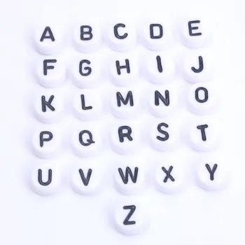 300 бр./лот бял Черен Азбука/Мъниста за бижута 4*7 мм акрил 26 букви за избор.