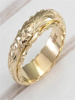 Жълто злато покрита приостанавливанный высеканный подарък за годишнина от сватбата пръстени рози цветя за жената