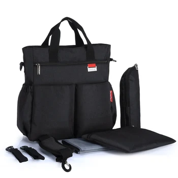 чанта за бебешки пелени, Стилен черен стил, чанта за памперси за бременни, мама, Голяма чанта голям за хранене на майката, чанта за детска количка
