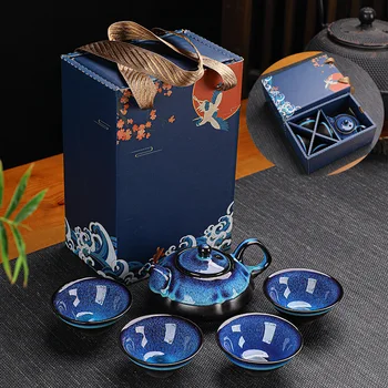 Керамичен чайник чайник gaiwan Китайската Пътна Керамични чаена чаша за пуэра китайски чайник преносим чай набор от съдове за напитки и Безплатна доставка