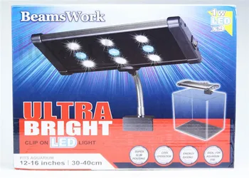 BeamsWork 1 бр. аквариумный led лампа, бял и син цвят 1wx9 с висока производителност, мини-нано-скоба, ултра ярък, подходящ за аквариум от 30-40 см