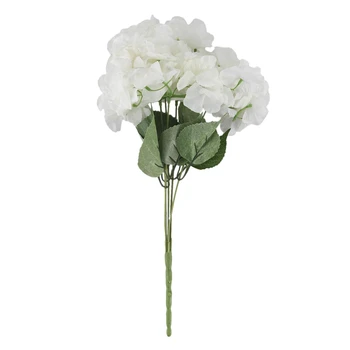 20X Изкуствено цвете хортензия 5 Големи глави Букет с Диаметър 7 см и Всяка глава) Кремаво-бял