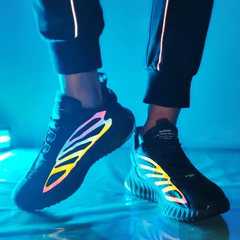 Младежка мода ежедневни хип-хоп маратонки дъска обувки дневен лека дишаща мрежа бягане светлинна мъжки спортни обувки