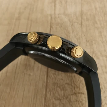 Аксесоари за часовника 39 мм златен черен стоманен корпус каишка от каучук сапфирен кристал подходящ кварцов механизъм VK63