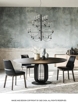 Италиански висококачествен внесени маса за хранене е от каменни плочи и разход на семеен маса за хранене със столове
